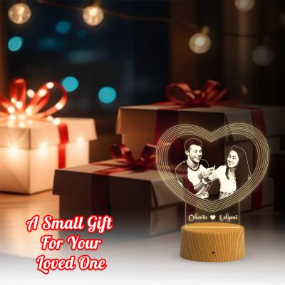 Couple Night lamp Customized Your Photo and Text Warm White Light